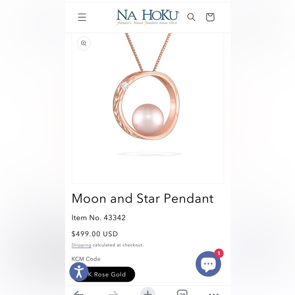 Na Hoku 14k pearl diamond pendant with 14k necklace - Picture 7 of 8